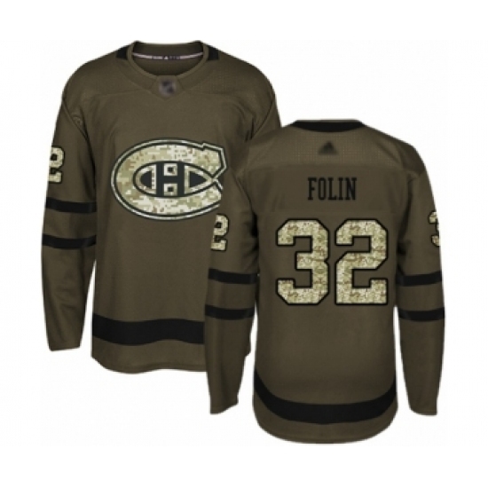 Men's Montreal Canadiens #32 Christian Folin Authentic Green Salute to Service Hockey Jersey Men's Montreal Canadiens #32 Christian Folin Authentic Green Salute to Service Hockey Jersey