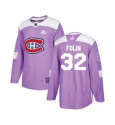 Men's Montreal Canadiens #32 Christian Folin Authentic Purple Fights Cancer Practice Hockey Jersey