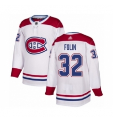 Youth Montreal Canadiens #32 Christian Folin Authentic White Away Hockey Jersey