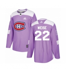 Men's Montreal Canadiens #22 Dale Weise Authentic Purple Fights Cancer Practice Hockey Jersey