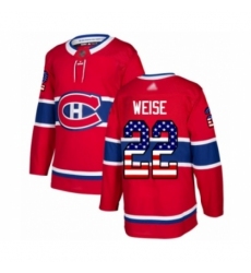 Men's Montreal Canadiens #22 Dale Weise Authentic Red USA Flag Fashion Hockey Jersey