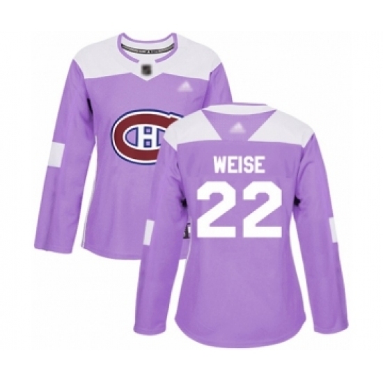 Women's Montreal Canadiens #22 Dale Weise Authentic Purple Fights Cancer Practice Hockey Jersey Women's Montreal Canadiens #22 Dale Weise Authentic Purple Fights Cancer Practice Hockey Jersey