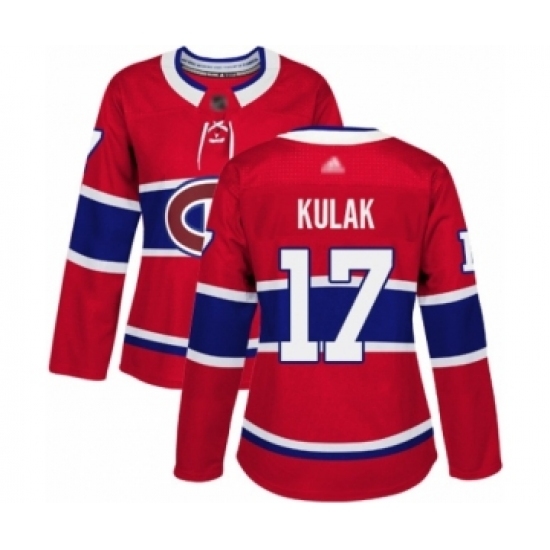 Women's Montreal Canadiens #17 Brett Kulak Authentic Red Home Hockey Jersey Women's Montreal Canadiens #17 Brett Kulak Authentic Red Home Hockey Jersey