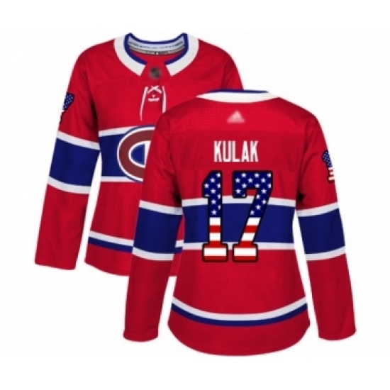 Women's Montreal Canadiens #17 Brett Kulak Authentic Red USA Flag Fashion Hockey jersey Women's Montreal Canadiens #17 Brett Kulak Authentic Red USA Flag Fashion Hockey jersey