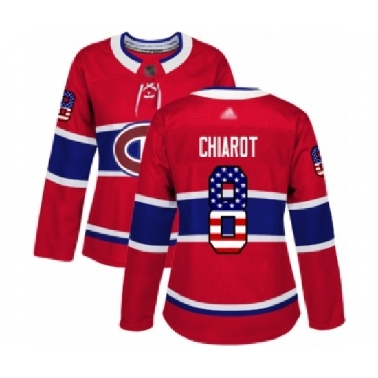 Women's Montreal Canadiens #8 Ben Chiarot Authentic Red USA Flag Fashion Hockey Jersey Women's Montreal Canadiens #8 Ben Chiarot Authentic Red USA Flag Fashion Hockey Jersey