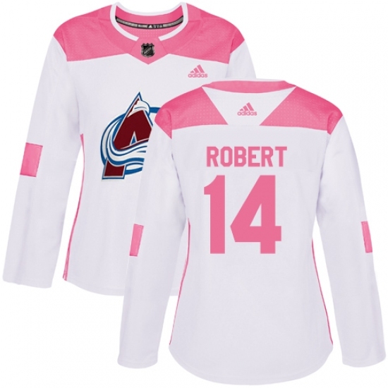 Women's Adidas Colorado Avalanche #14 Rene Robert Authentic White/Pink Fashion NHL Jersey Women's Adidas Colorado Avalanche #14 Rene Robert Authentic White/Pink Fashion NHL Jersey