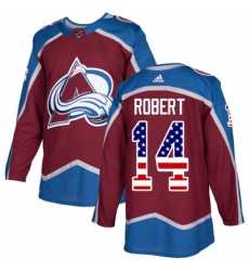 Youth Adidas Colorado Avalanche #14 Rene Robert Authentic Burgundy Red USA Flag Fashion NHL Jersey