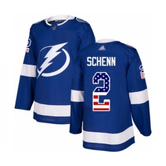 Men's Tampa Bay Lightning #2 Luke Schenn Authentic Blue USA Flag Fashion Hockey Jersey Men's Tampa Bay Lightning #2 Luke Schenn Authentic Blue USA Flag Fashion Hockey Jersey