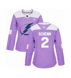 Women's Tampa Bay Lightning #2 Luke Schenn Authentic Purple Fights Cancer Practice Hockey Jersey