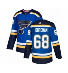 Men's St. Louis Blues #68 Andreas Borgman Authentic Royal Blue Home Hockey Jersey