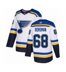 Men's St. Louis Blues #68 Andreas Borgman Authentic White Away Hockey Jersey