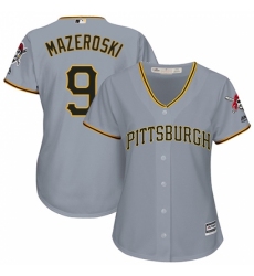 Women's Majestic Pittsburgh Pirates #9 Bill Mazeroski Authentic Grey Road Cool Base MLB Jersey