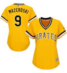 Women's Majestic Pittsburgh Pirates #9 Bill Mazeroski Replica Gold Alternate Cool Base MLB Jersey