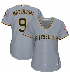 Women's Majestic Pittsburgh Pirates #9 Bill Mazeroski Replica Grey Road Cool Base MLB Jersey