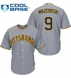 Youth Majestic Pittsburgh Pirates #9 Bill Mazeroski Authentic Grey Road Cool Base MLB Jersey