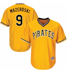 Youth Majestic Pittsburgh Pirates #9 Bill Mazeroski Replica Gold Alternate Cool Base MLB Jersey