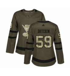 Women's St. Louis Blues #59 Jake Dotchin Authentic Green Salute to Service Hockey Jersey