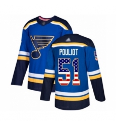 Men's St. Louis Blues #51 Derrick Pouliot Authentic Blue USA Flag Fashion Hockey Jersey