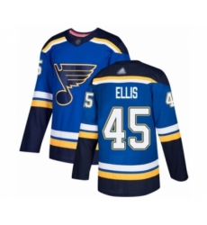Men's St. Louis Blues #45 Colten Ellis Authentic Royal Blue Home Hockey Jersey