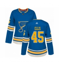 Women's St. Louis Blues #45 Colten Ellis Authentic Navy Blue Alternate Hockey Jersey