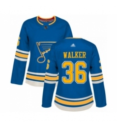 Women's St. Louis Blues #36 Nathan Walker Authentic Navy Blue Alternate Hockey Jersey