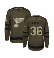 Youth St. Louis Blues #36 Nathan Walker Authentic Green Salute to Service Hockey Jersey