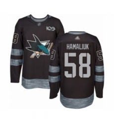 Men's San Jose Sharks #58 Dillon Hamaliuk Authentic Black 1917-2017 100th Anniversary Hockey Jersey