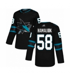 Men's San Jose Sharks #58 Dillon Hamaliuk Authentic Black Alternate Hockey Jersey