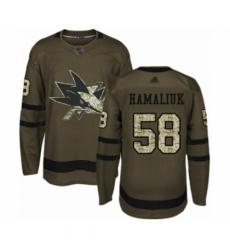 Men's San Jose Sharks #58 Dillon Hamaliuk Authentic Green Salute to Service Hockey Jersey