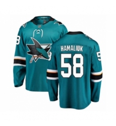 Men's San Jose Sharks #58 Dillon Hamaliuk Fanatics Branded Teal Green Home Breakaway Hockey Jersey
