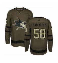 Youth San Jose Sharks #58 Dillon Hamaliuk Authentic Green Salute to Service Hockey Jersey