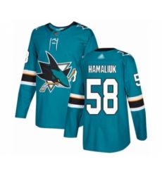 Youth San Jose Sharks #58 Dillon Hamaliuk Authentic Teal Green Home Hockey Jersey