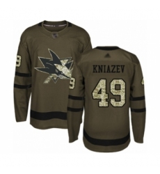 Men's San Jose Sharks #49 Artemi Kniazev Authentic Green Salute to Service Hockey Jersey