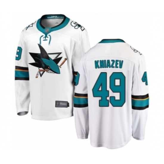 Youth San Jose Sharks #49 Artemi Kniazev Fanatics Branded White Away Breakaway Hockey Jersey Youth San Jose Sharks #49 Artemi Kniazev Fanatics Branded White Away Breakaway Hockey Jersey