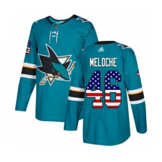 Youth San Jose Sharks #46 Nicolas Meloche Authentic Teal Green USA Flag Fashion Hockey Jersey Youth San Jose Sharks #46 Nicolas Meloche Authentic Teal Green USA Flag Fashion Hockey Jersey