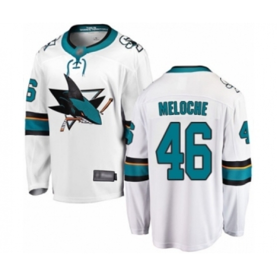 Youth San Jose Sharks #46 Nicolas Meloche Fanatics Branded White Away Breakaway Hockey Jersey Youth San Jose Sharks #46 Nicolas Meloche Fanatics Branded White Away Breakaway Hockey Jersey