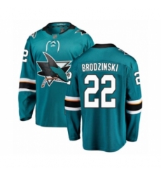 Men's San Jose Sharks #22 Jonny Brodzinski Fanatics Branded Teal Green Home Breakaway Hockey Jersey Men's San Jose Sharks #22 Jonny Brodzinski Fanatics Branded Teal Green Home Breakaway Hockey Jersey