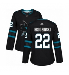 Women's San Jose Sharks #22 Jonny Brodzinski Authentic Black Alternate Hockey Jersey Women's San Jose Sharks #22 Jonny Brodzinski Authentic Black Alternate Hockey Jersey