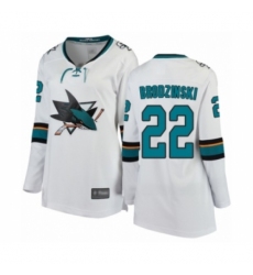 Women's San Jose Sharks #22 Jonny Brodzinski Fanatics Branded White Away Breakaway Hockey Jersey Women's San Jose Sharks #22 Jonny Brodzinski Fanatics Branded White Away Breakaway Hockey Jersey