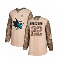 Youth San Jose Sharks #22 Jonny Brodzinski Authentic Camo Veterans Day Practice Hockey Jersey Youth San Jose Sharks #22 Jonny Brodzinski Authentic Camo Veterans Day Practice Hockey Jersey