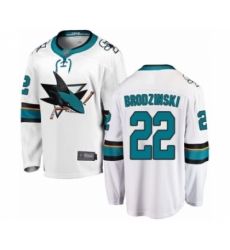 Youth San Jose Sharks #22 Jonny Brodzinski Fanatics Branded White Away Breakaway Hockey Jersey Youth San Jose Sharks #22 Jonny Brodzinski Fanatics Branded White Away Breakaway Hockey Jersey