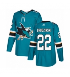 Youth San Jose Sharks #22 Jonny Brodzinski Premier Teal Green Home Hockey Jersey Youth San Jose Sharks #22 Jonny Brodzinski Premier Teal Green Home Hockey Jersey