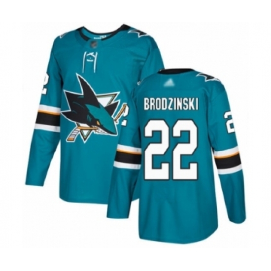 Youth San Jose Sharks #22 Jonny Brodzinski Premier Teal Green Home Hockey Jersey Youth San Jose Sharks #22 Jonny Brodzinski Premier Teal Green Home Hockey Jersey