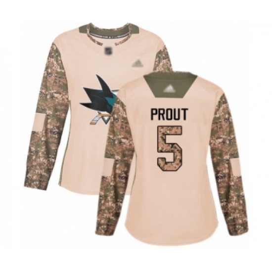 Women's San Jose Sharks #5 Dalton Prout Authentic Camo Veterans Day Practice Hockey Jersey Women's San Jose Sharks #5 Dalton Prout Authentic Camo Veterans Day Practice Hockey Jersey