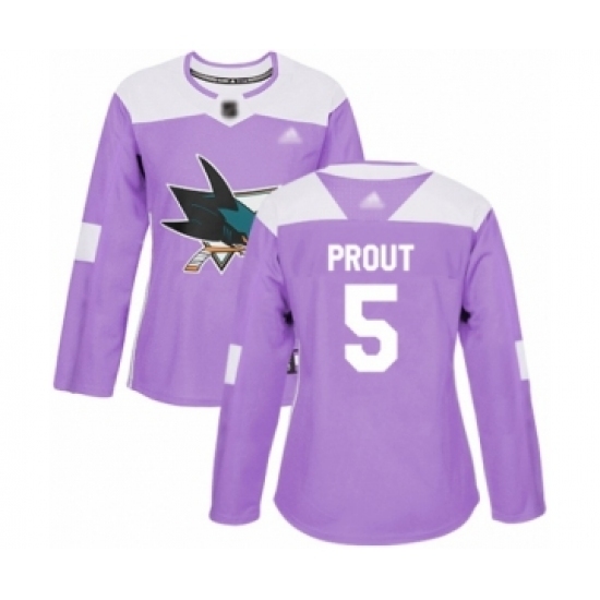 Women's San Jose Sharks #5 Dalton Prout Authentic Purple Fights Cancer Practice Hockey Jersey Women's San Jose Sharks #5 Dalton Prout Authentic Purple Fights Cancer Practice Hockey Jersey