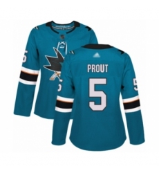 Women's San Jose Sharks #5 Dalton Prout Authentic Teal Green Home Hockey Jersey
