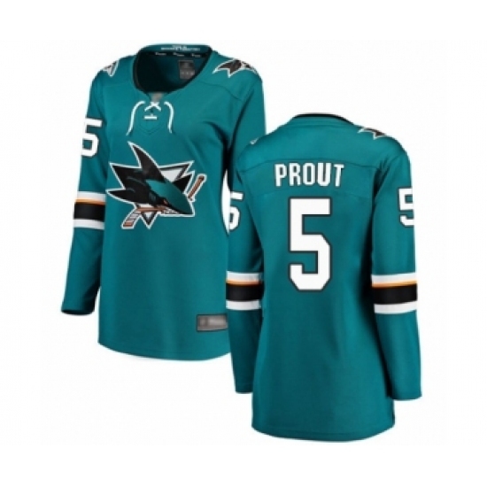 Women's San Jose Sharks #5 Dalton Prout Fanatics Branded Teal Green Home Breakaway Hockey Jersey Women's San Jose Sharks #5 Dalton Prout Fanatics Branded Teal Green Home Breakaway Hockey Jersey