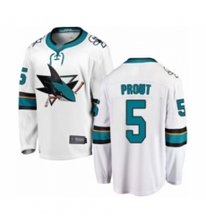 Youth San Jose Sharks #5 Dalton Prout Fanatics Branded White Away Breakaway Hockey Jersey