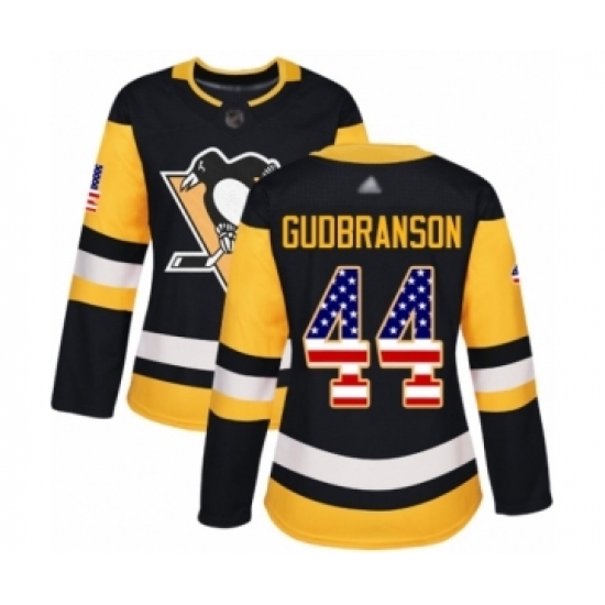 Women's Pittsburgh Penguins #44 Erik Gudbranson Authentic Black USA Flag Fashion Hockey Jersey Women's Pittsburgh Penguins #44 Erik Gudbranson Authentic Black USA Flag Fashion Hockey Jersey
