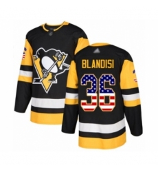 Men's Pittsburgh Penguins #36 Joseph Blandisi Authentic Black USA Flag Fashion Hockey Jersey